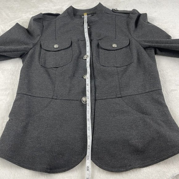 INC INTERNATIONAL CONCEPTS Women's Military Style Ponte Knit Jacket Large Gray - Picture 7 of 16